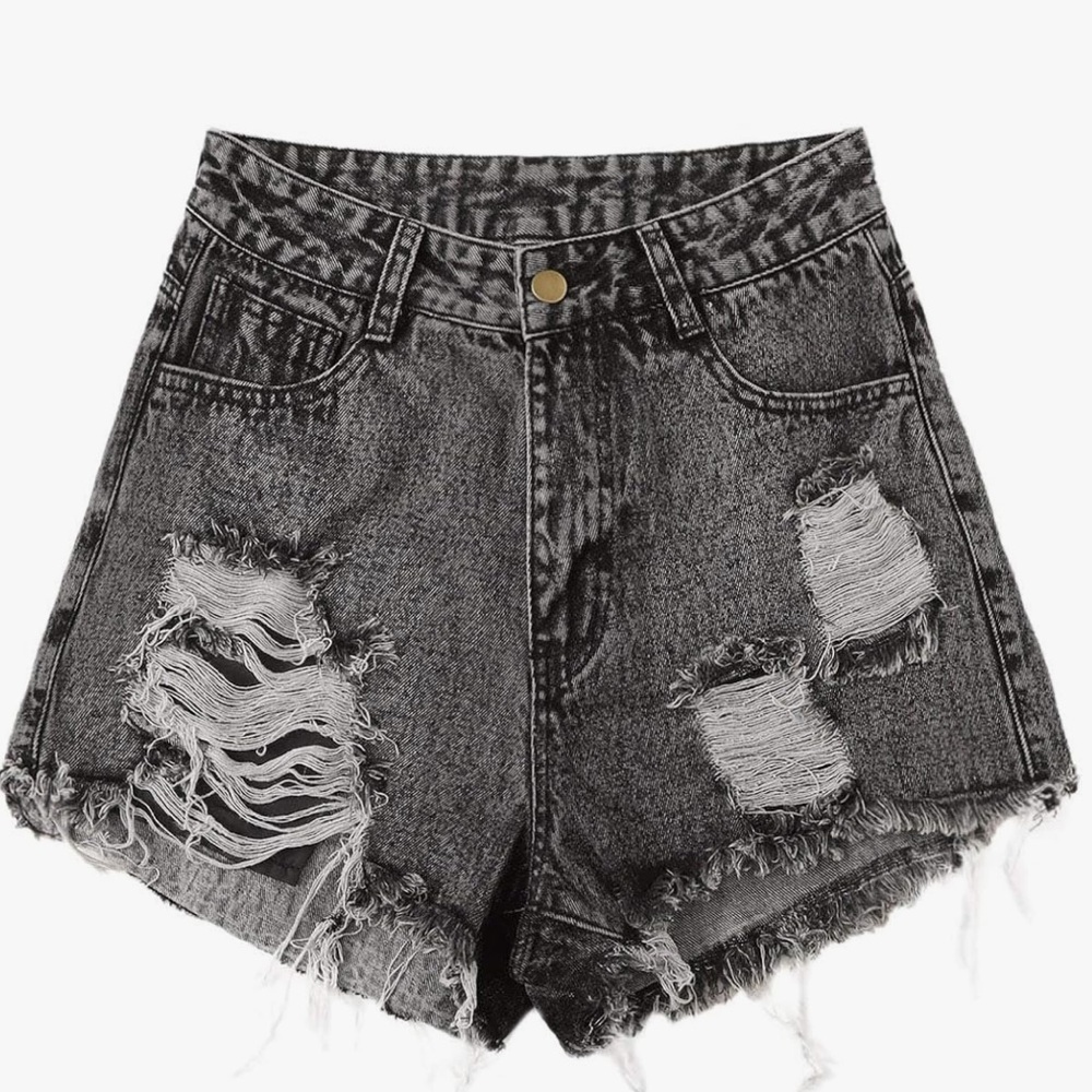 Distressed Gray Women's Denim Shorts